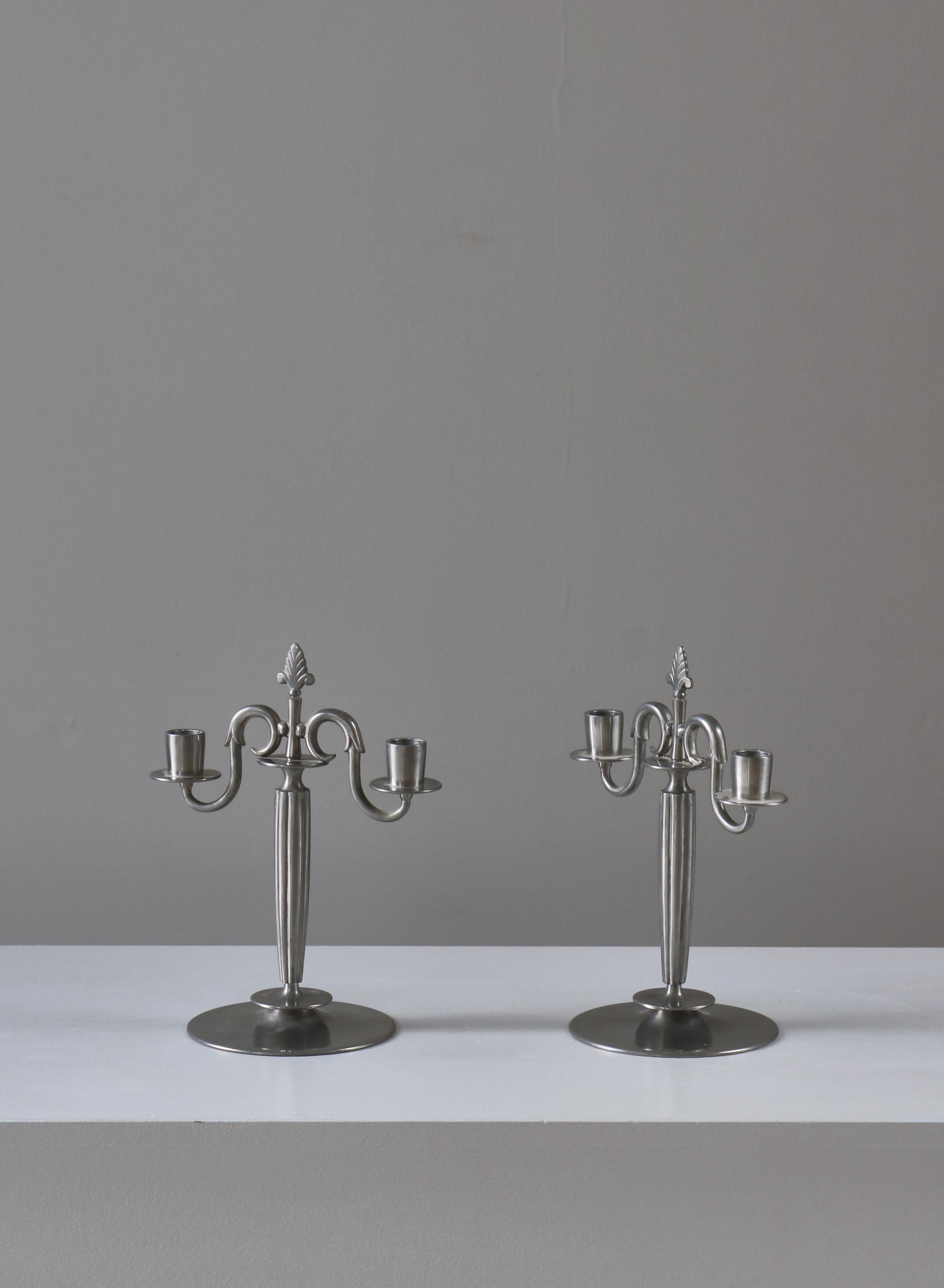 Paire de candélabres Svenskt Tenn par Edvin Ollers, Stockholm, 1929 en vente 3