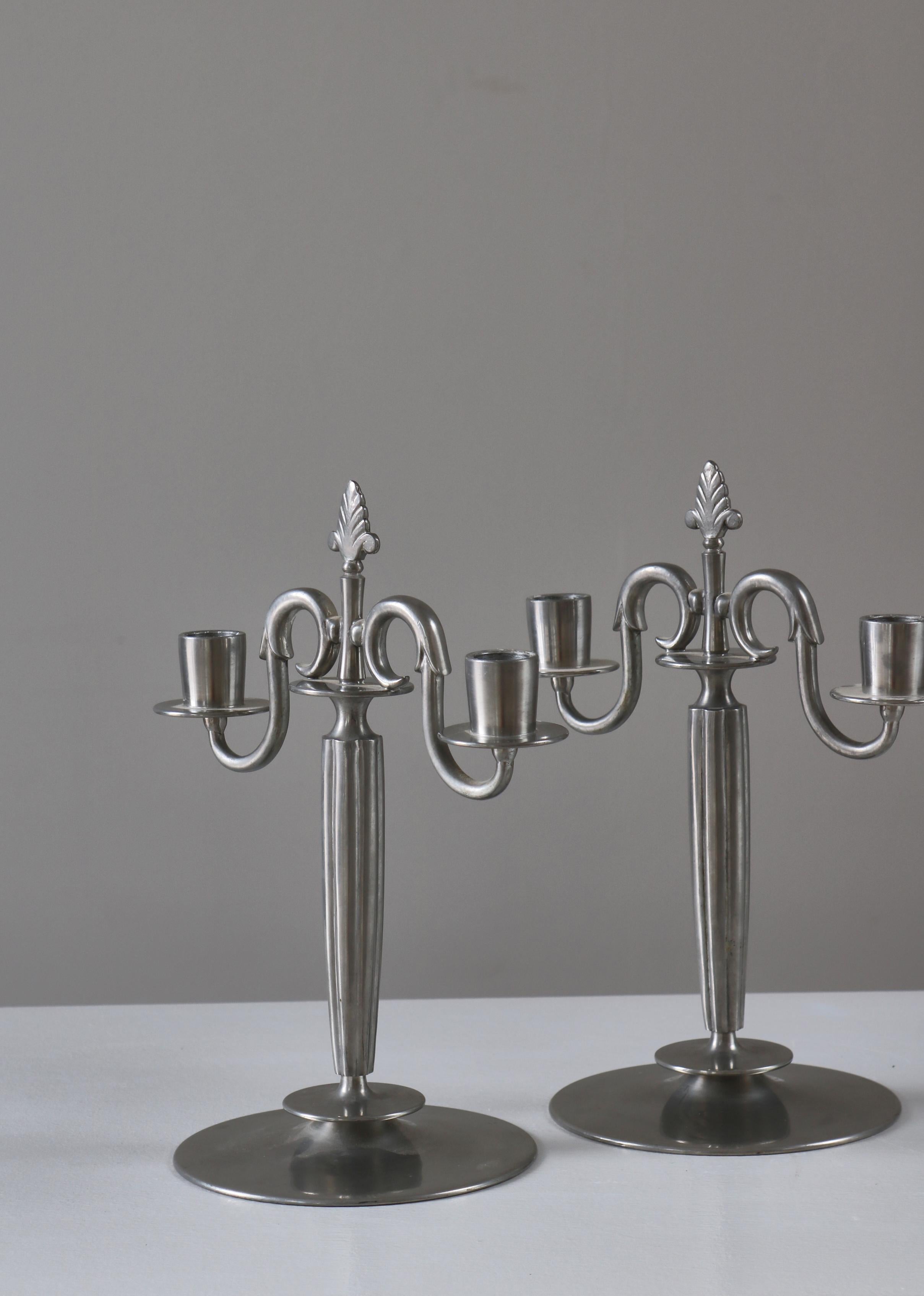 Art déco Paire de candélabres Svenskt Tenn par Edvin Ollers, Stockholm, 1929 en vente