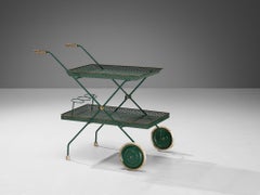 Svenskt Tenn Serving Trolley in Green Lacquered Metal