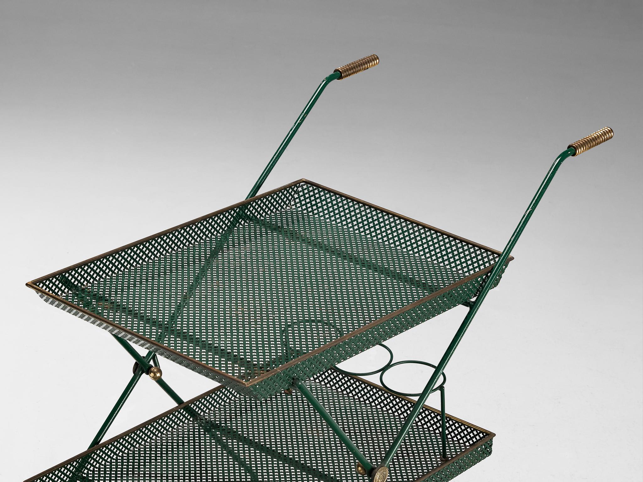 Svenskt Tenn Serving Trolley in Green Lacquered Metal For Sale 1