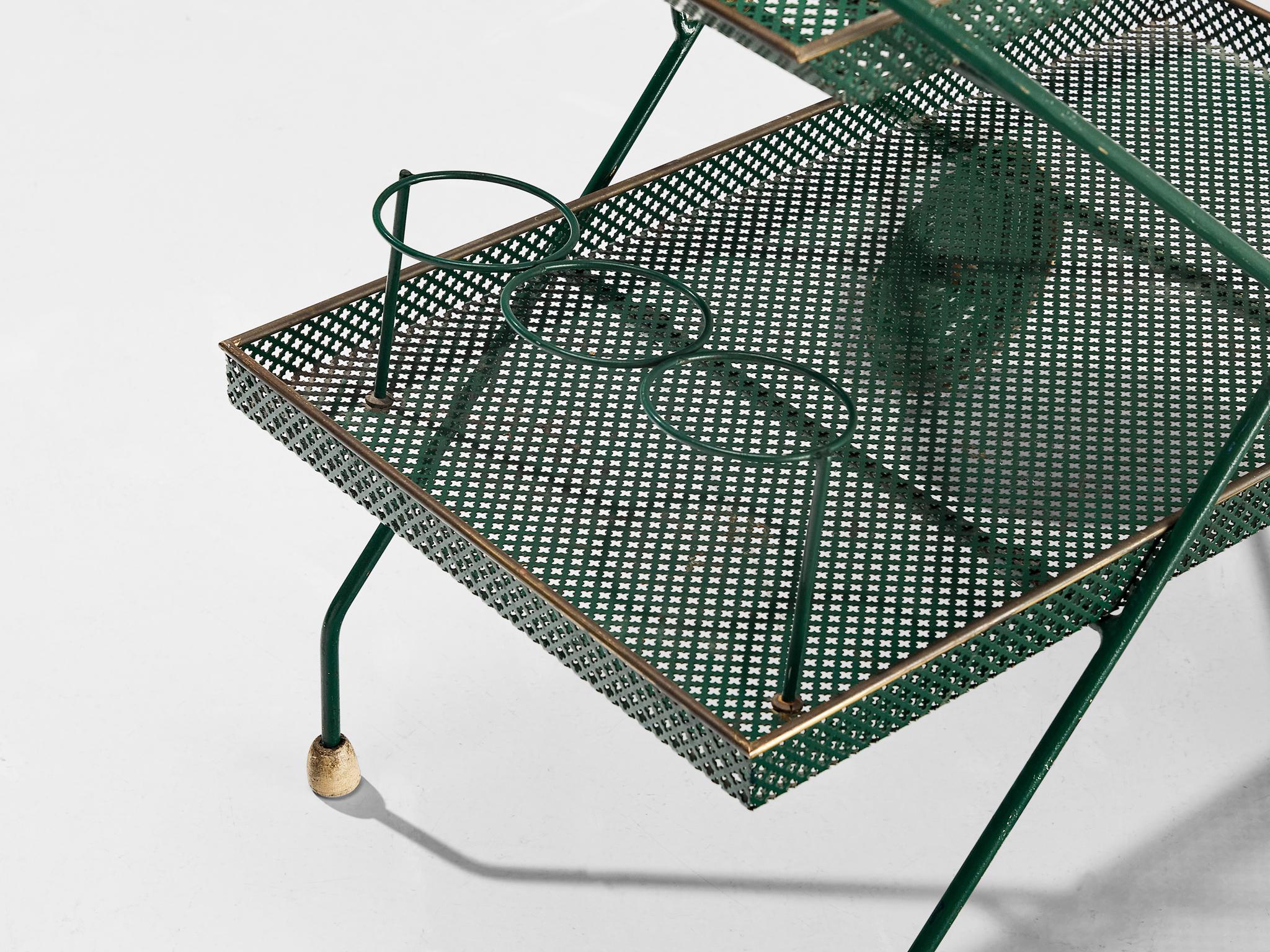 Svenskt Tenn Serving Trolley in Green Lacquered Metal For Sale 3