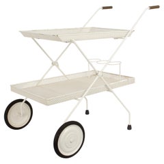 Chariot de service Svenskt Tenn en métal laqué blanc par Josef Frank, années 1950
