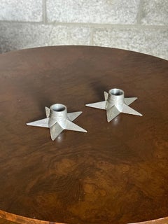 Vintage Svenskt Tenn Star Shaped Candle Holders in Pewter - a Pair