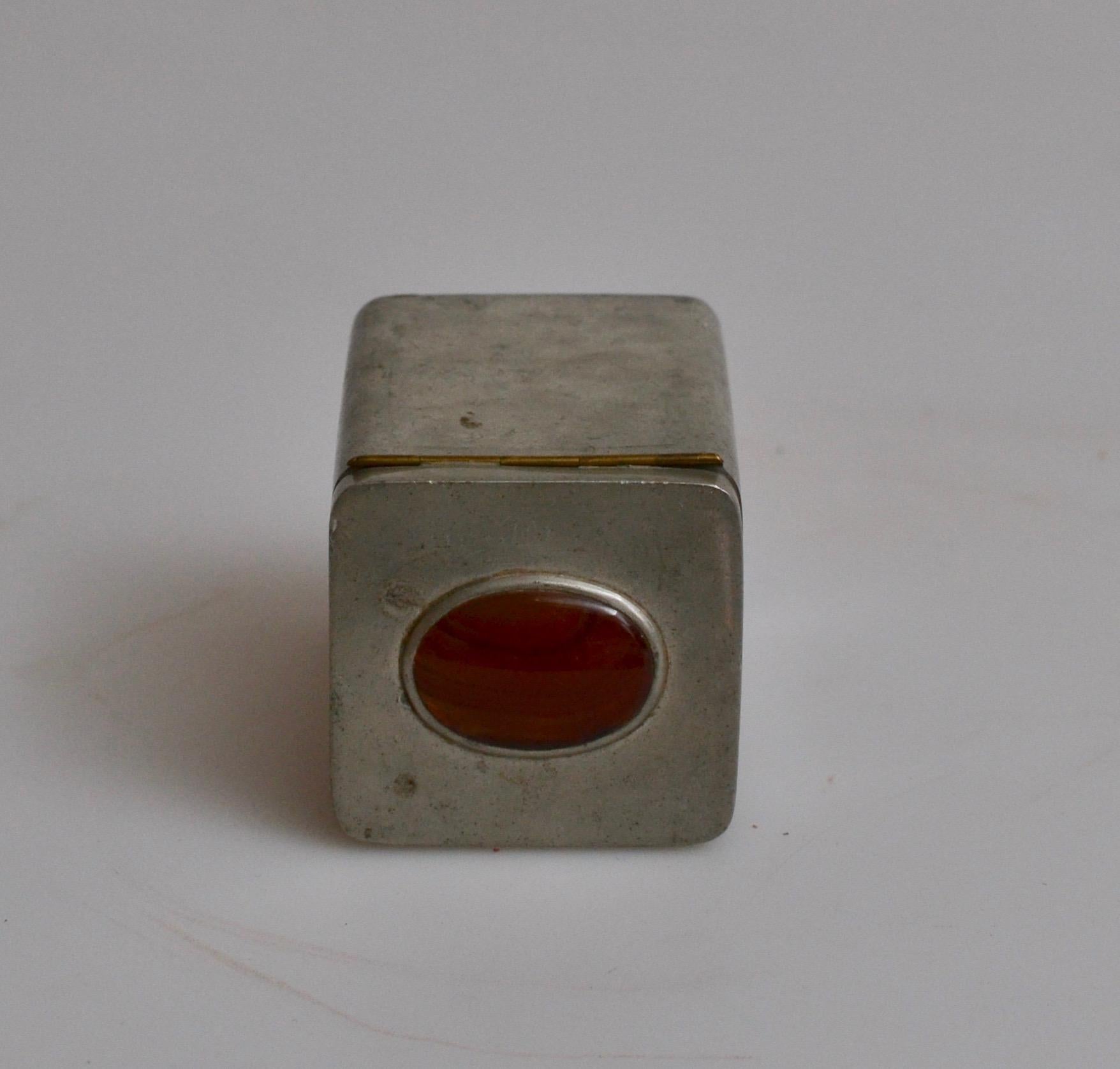 Mid-Century Modern Svenskt Tenn, Swedish Pewter Cigarette Box with an Agate