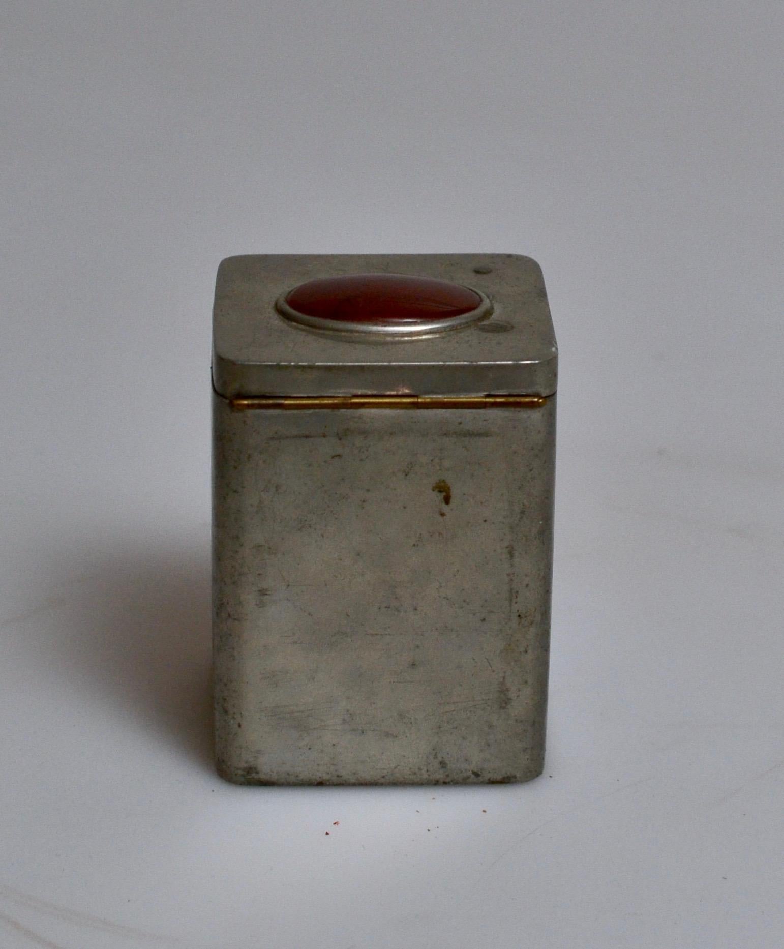 Mid-20th Century Svenskt Tenn, Swedish Pewter Cigarette Box with an Agate
