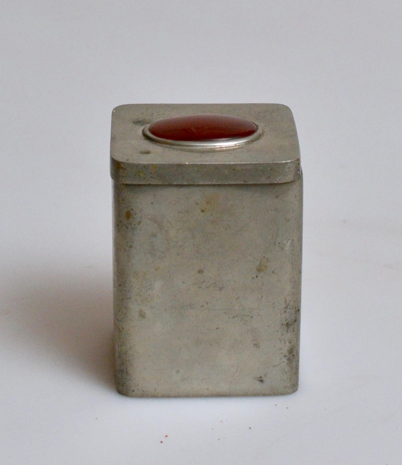 Svenskt Tenn, Swedish Pewter Cigarette Box with an Agate 2
