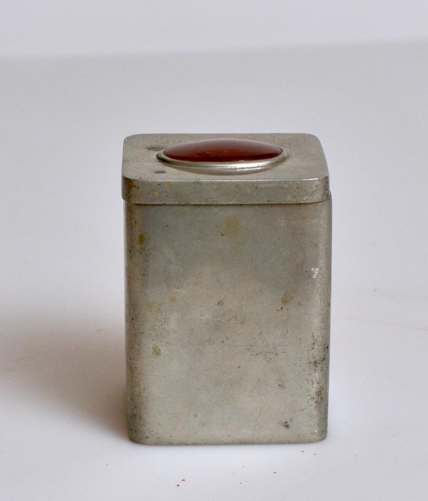 Svenskt Tenn, Swedish Pewter Cigarette Box with an Agate 3