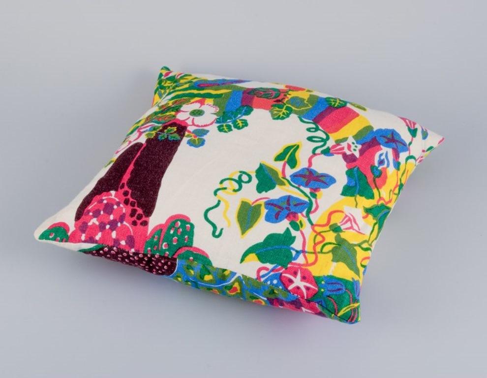 Swedish Svenskt Tenn. Two cushions. Textile design by Josef Frank. Mid-20th C. For Sale