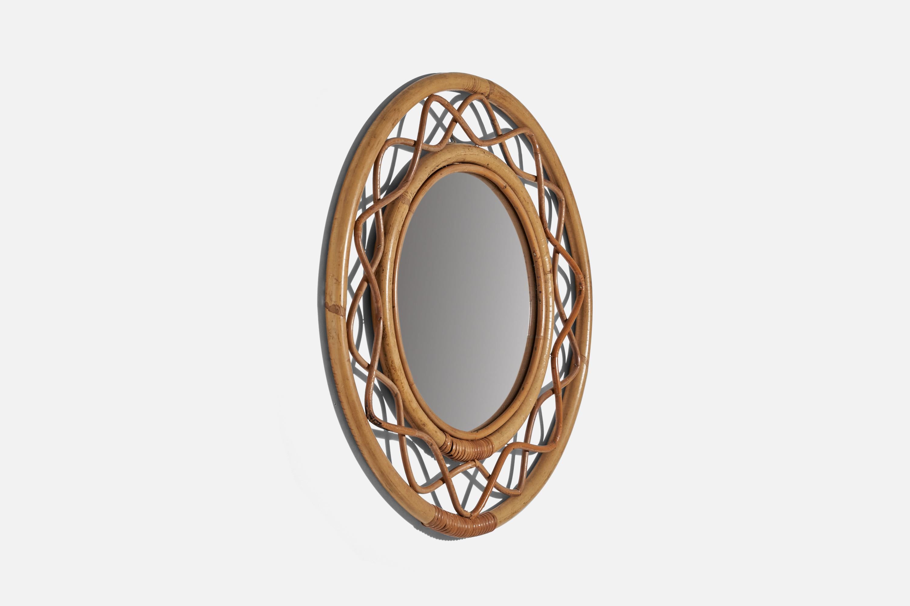Svenskt Tenn, Wall Mirror, Bamboo, Wicker, Glass, Sweden, 1950s In Good Condition In High Point, NC