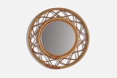 Svenskt Tenn, Wall Mirror, Bamboo, Wicker, Glass, Sweden, 1950s