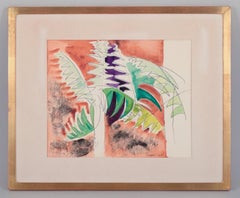 Sverre Erxson, artista sueco. Acuarela sobre papel. Palmera decorativa