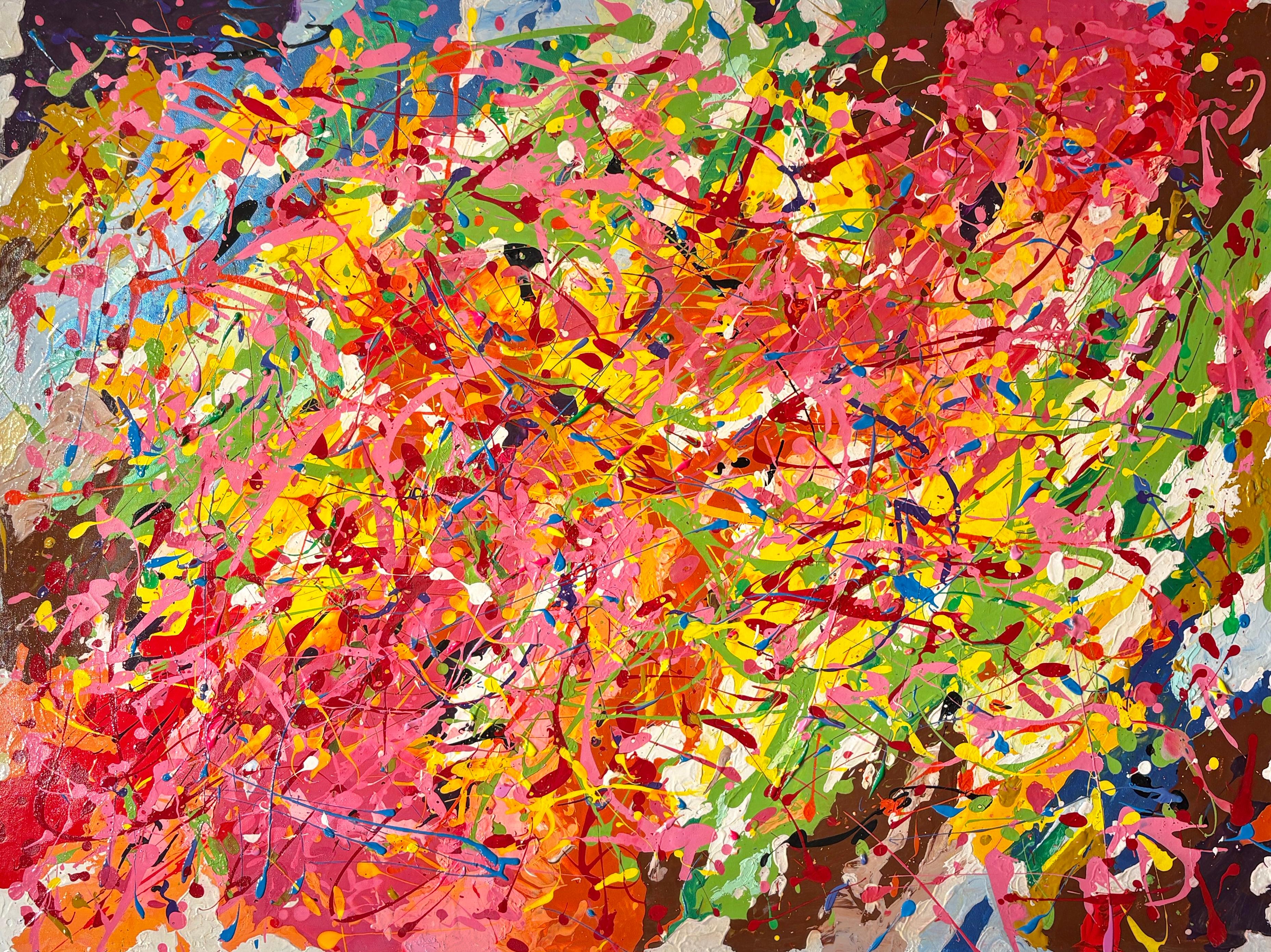 'Birthday Everyday' di Sveta Hessler - Vibrante splatter astratto contemporaneo in vendita 2