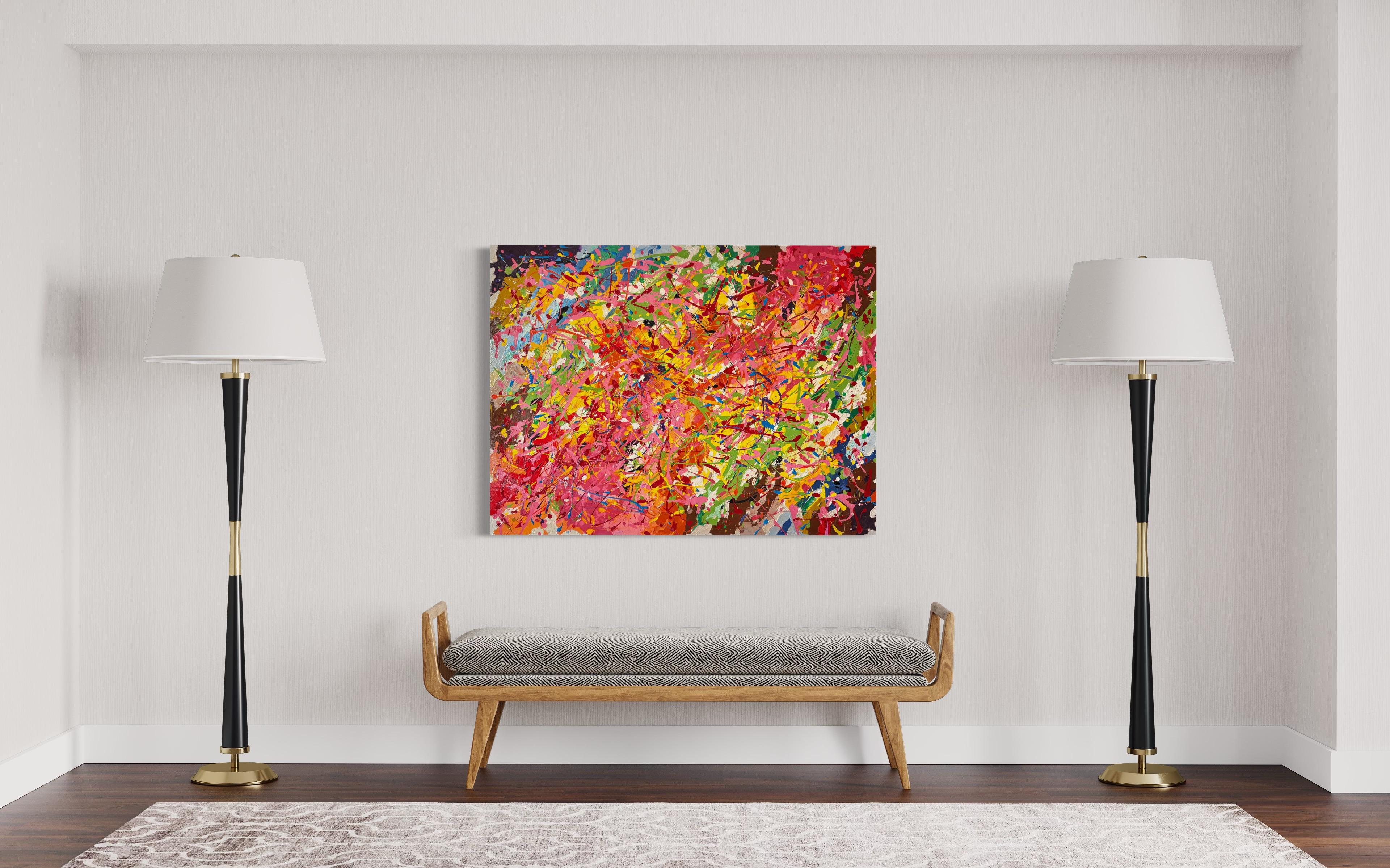 'Birthday Everyday' di Sveta Hessler - Vibrante splatter astratto contemporaneo in vendita 3