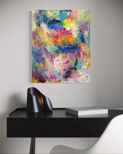 "Bright Future" - Colorful Textural Oil Impasto Contemporary Abstract Artwork