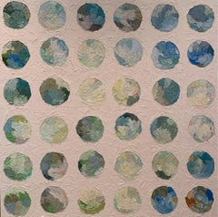 Tiefes Wasser Abstraktes Gemälde in Blau und Weiß Zeitgenössische geometrische Kunst