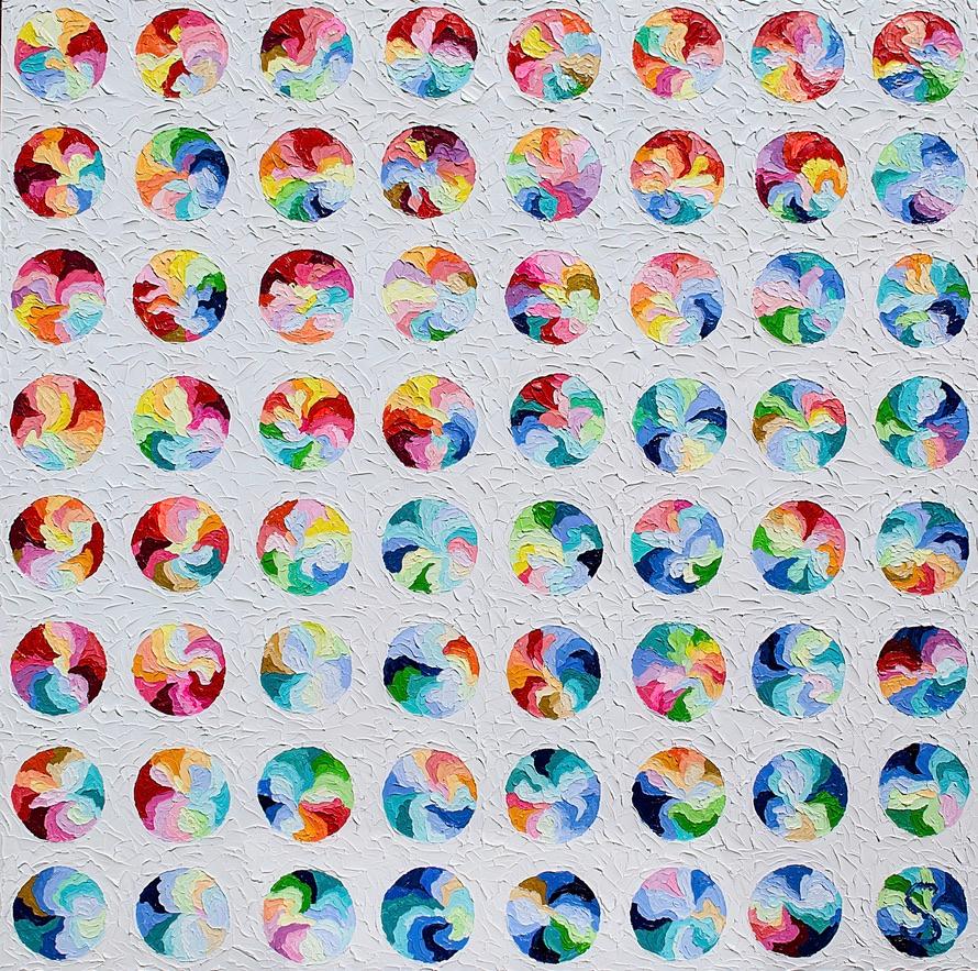 "Fantastic Life" - Large Colorful Textured Oil Impasto Contemporary Abstract Art