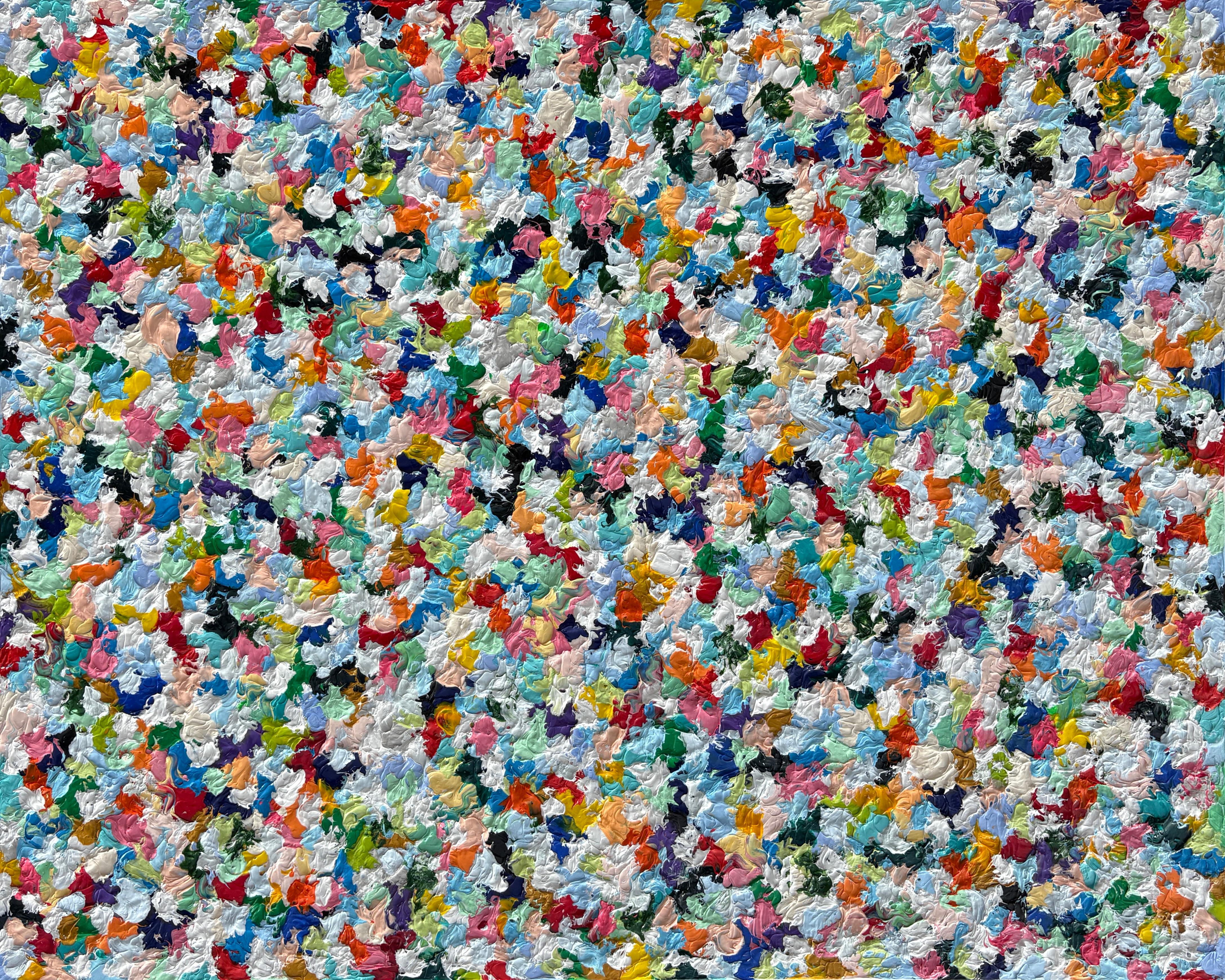 "Liebe zur Wiese VII" von Hessler - Floral inspirierte farbenfrohe Impasto-Mischtechnik – Mixed Media Art von Sveta Hessler