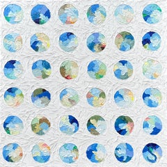 "Olive Orchard" by Hessler - Abstract Blue and Earth Tone Impasto Circles