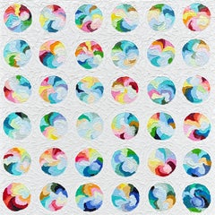 "Rainbow Rolex III" Colorful Textured Geometric Abstract, Vibrant Oil Painting
