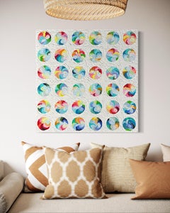 "Rainbow Rolex III" by Hessler - Textured Impasto Contemporary Colorful Circles