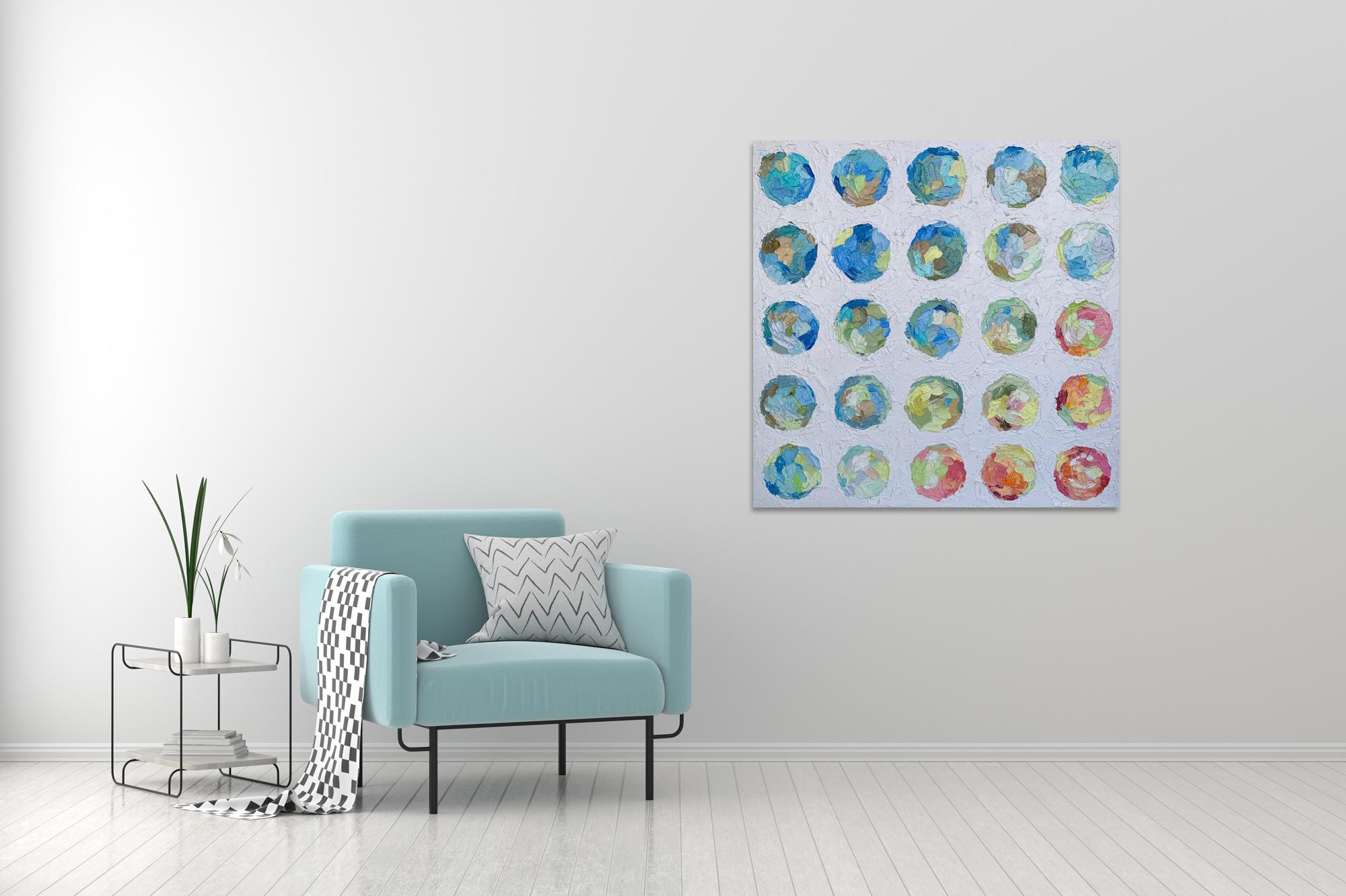 'Summer Days' Colorful Vibrant Circles Contemporary Abstract by Sveta Hessler For Sale 2