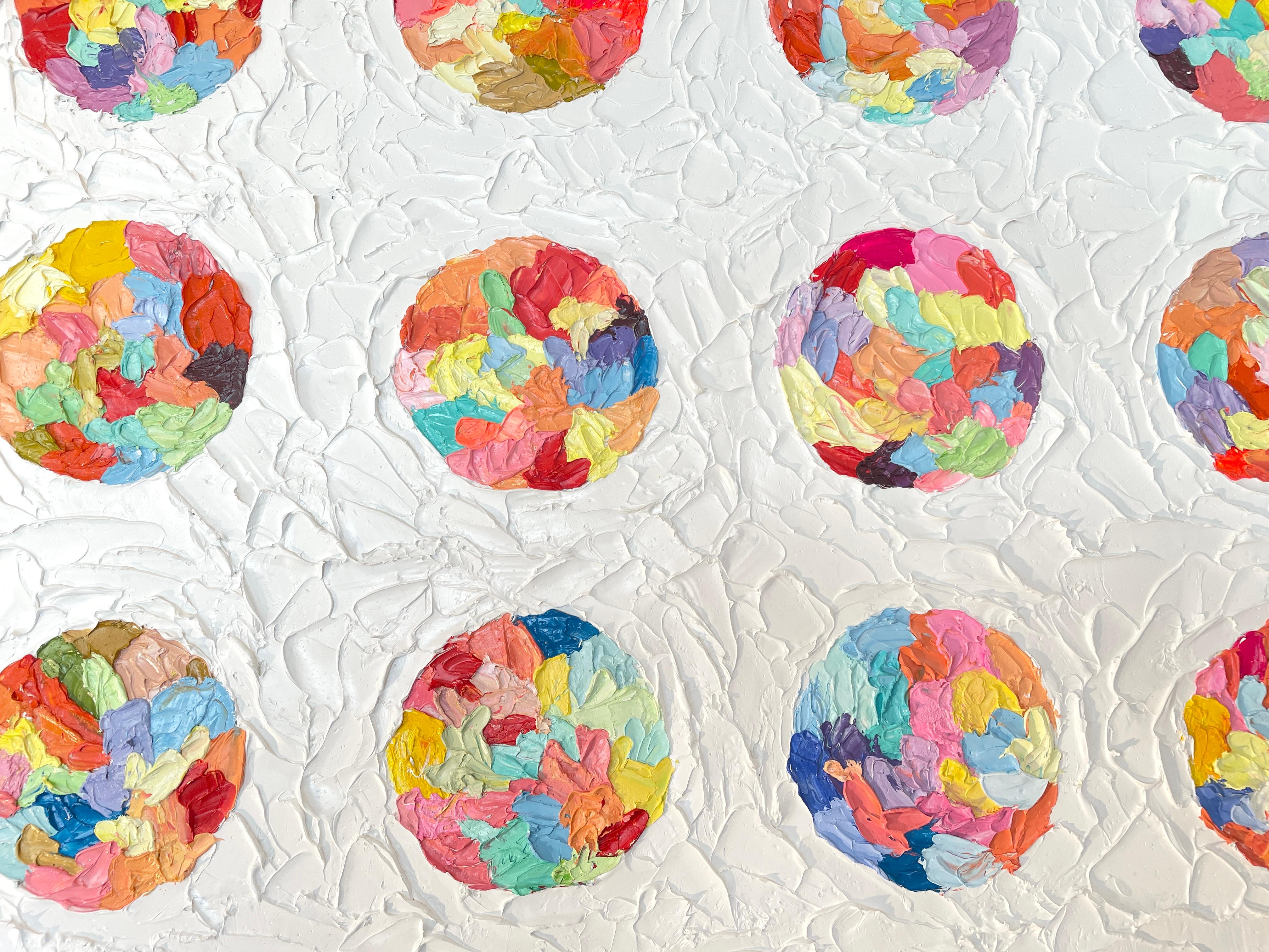 'Tropical Vibes 2' - Bright Textured Circles - Vibrant Abstract Expressionism - Abstract Expressionist Painting by Sveta Hessler