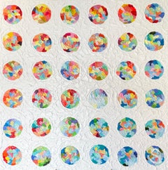 « Tropical Vibes 2 » - Cercles texturés et brillants - Expressionnisme abstrait vibrant
