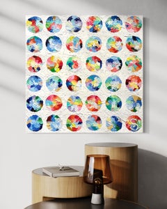 "Tropical Vibes III" by S. Hessler - Vibrant Colorful Rainbow Impasto Abstract