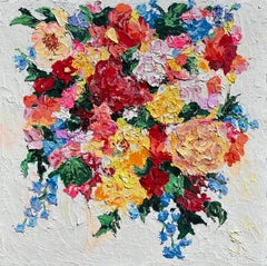"Wild and Beautiful" by Sveta - Stunning Textured Colorful Oil Flower Bouquet