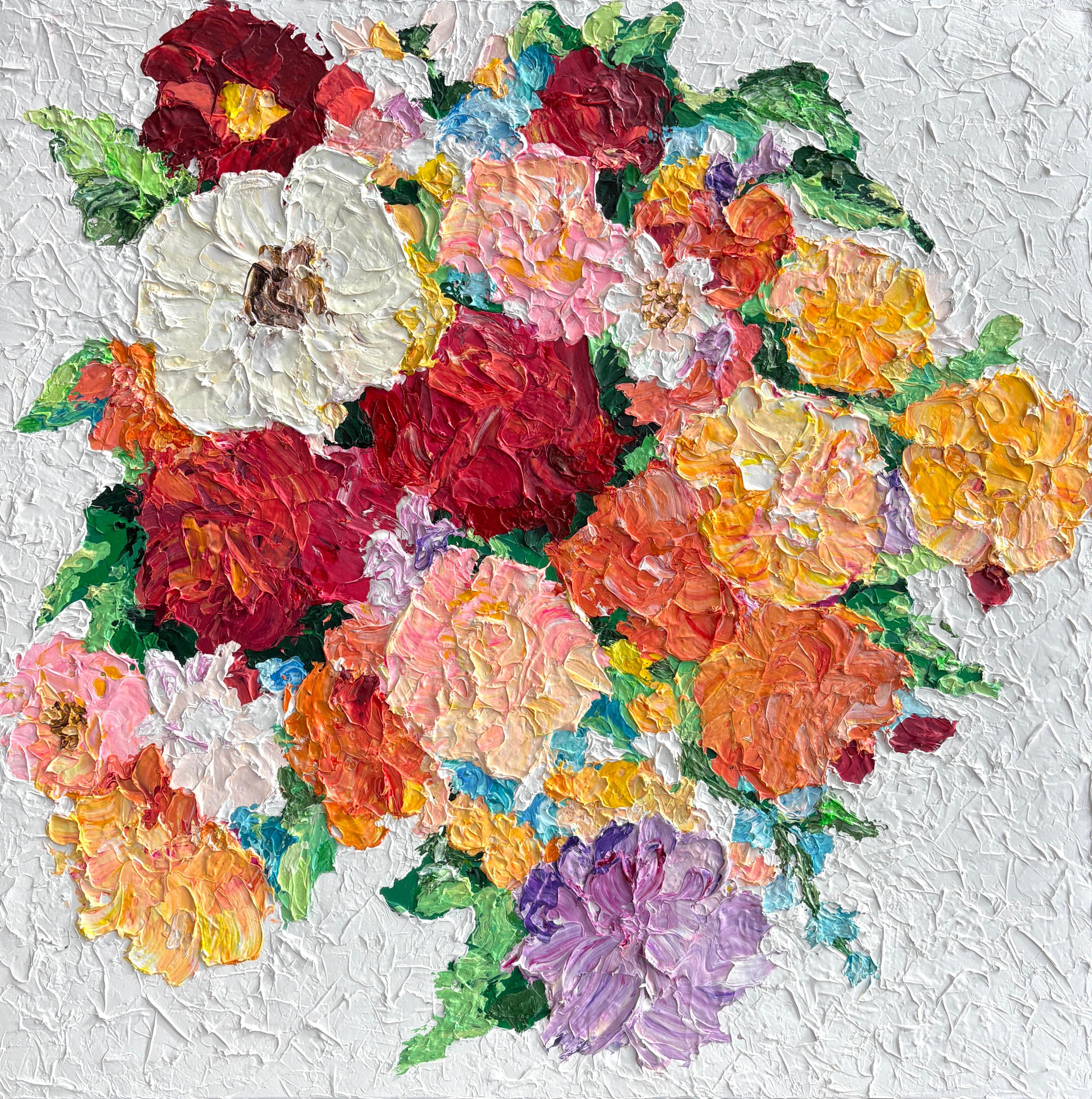 "Wild and Beautiful II" - Colorful Impasto Abstract Floral Inspired Oil Painting