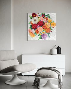 "Selvaggio e bello II" - Pittura ad olio colorata ad impasto astratta di ispirazione floreale