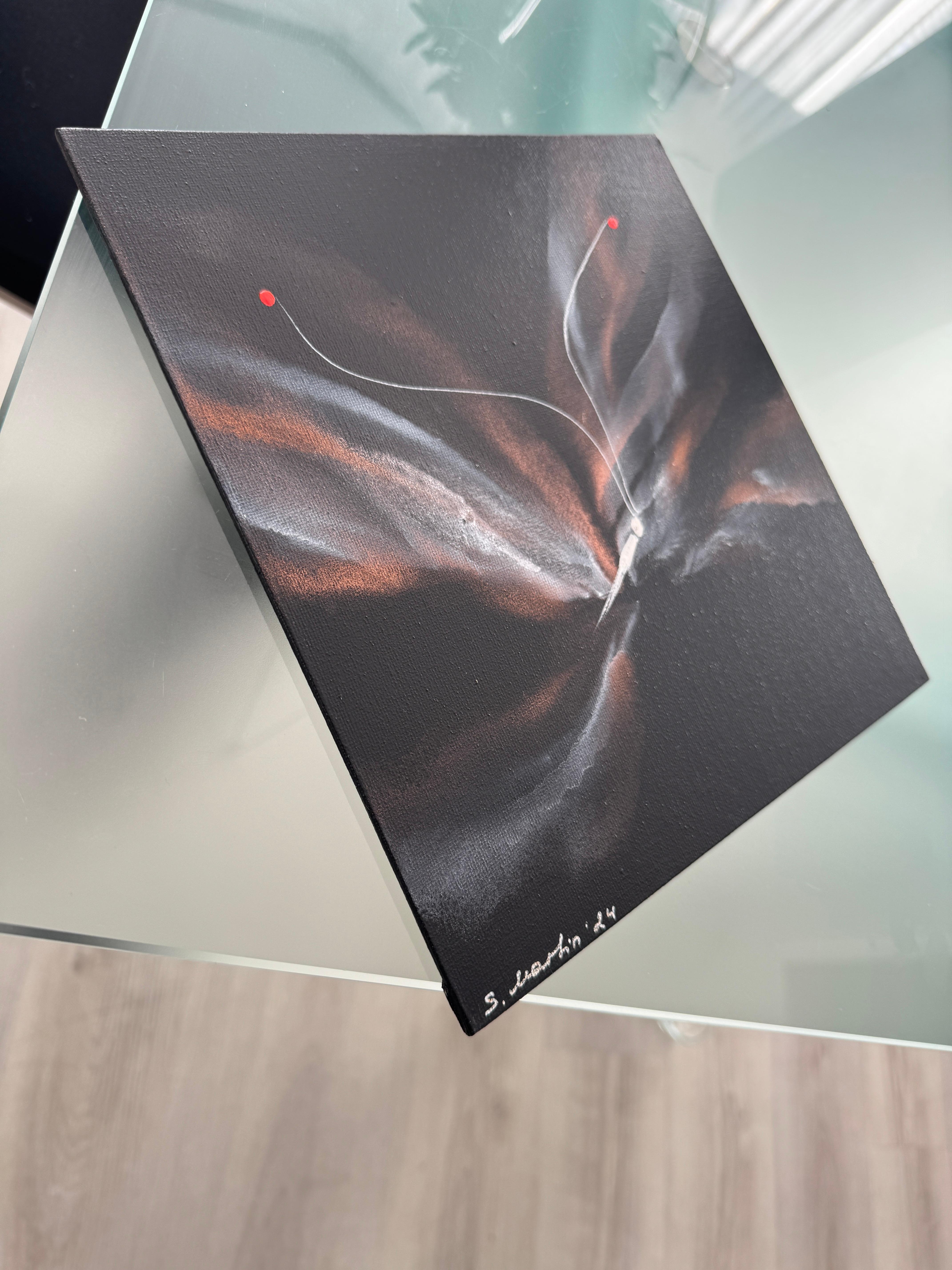 This collection brings together many small-format paintings, each of which is a unique butterfly, unique and full of inner light. They soar upward like light fragments of dreams, scattering to come to life in the heart of everyone who touches their