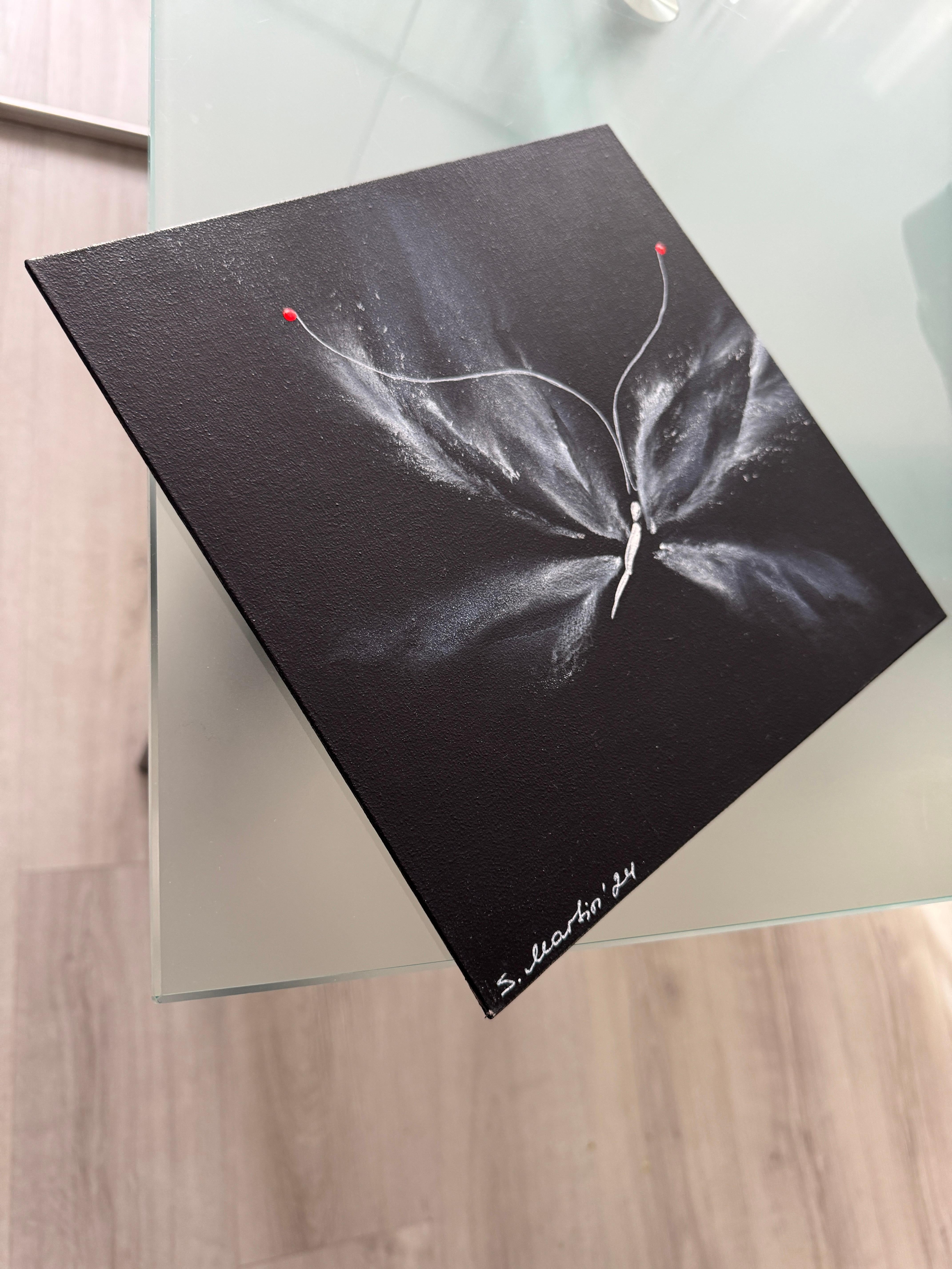 Questa collezione riunisce molti dipinti di piccolo formato, ognuno dei quali è una farfalla unica, particolare e piena di luce interiore. Si librano verso l'alto come leggeri frammenti di sogni, si disperdono per prendere vita nel cuore di chiunque