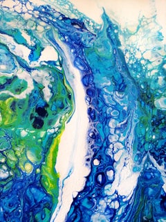 Abstract blue wave. Diptych.