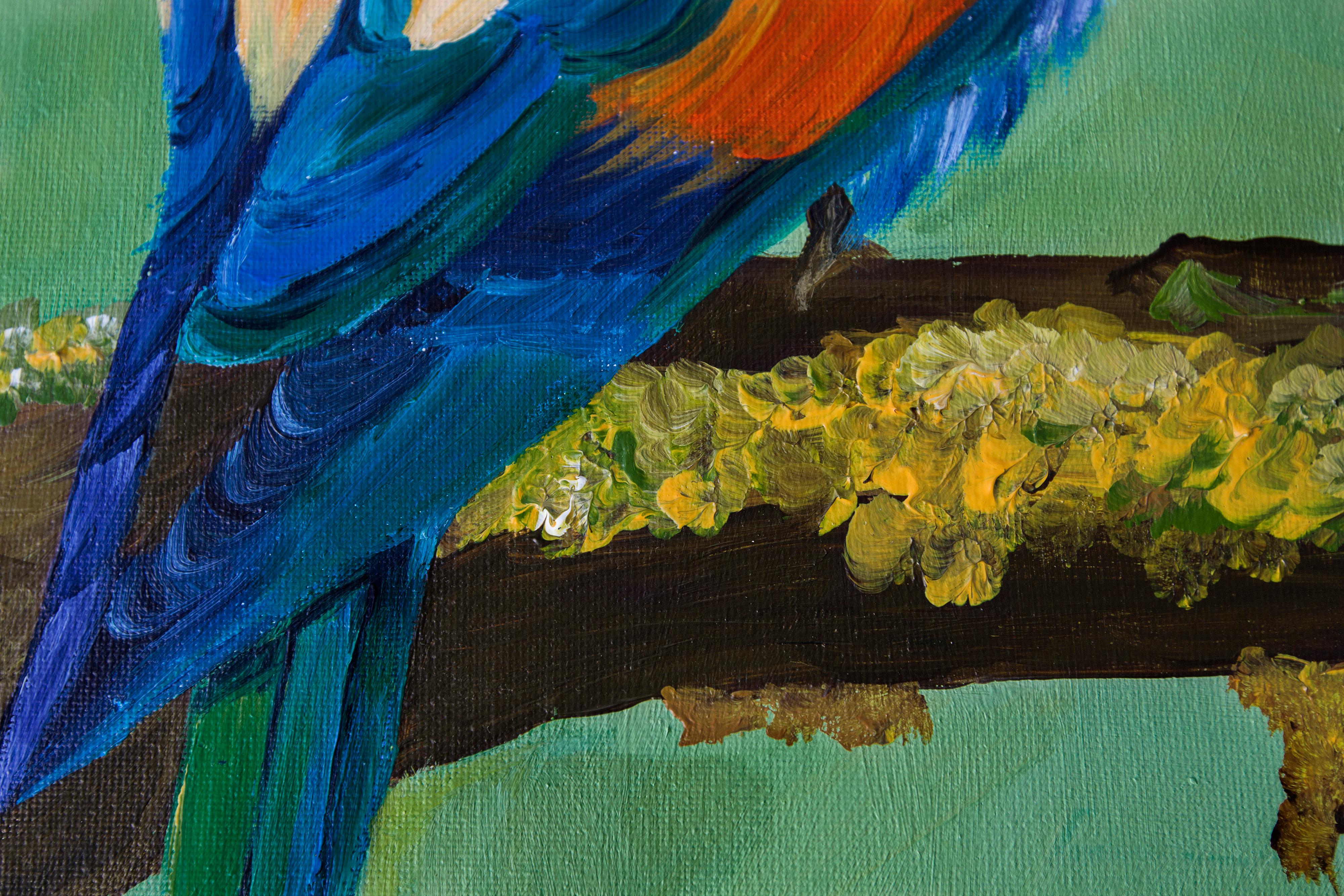 Colored bird - Abstract Painting by Svetlana Saratova