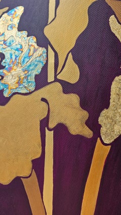 Golded iris on a purple background