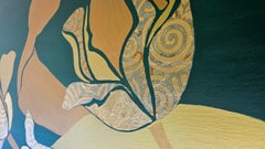 Goldene Tulpen auf grünem Hintergrund