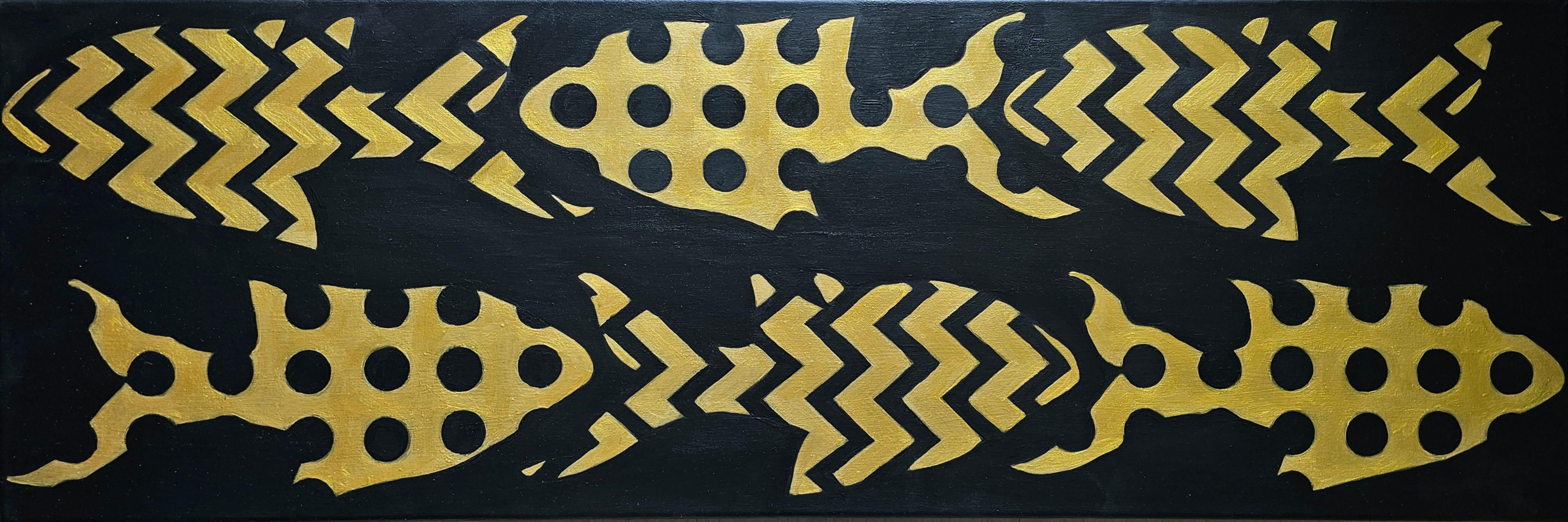 Goldfisch auf schwarzem Hintergrund.