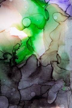 Abstracción en verde y lila.