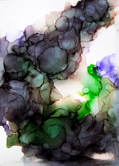 Abstracción en verde y lila.