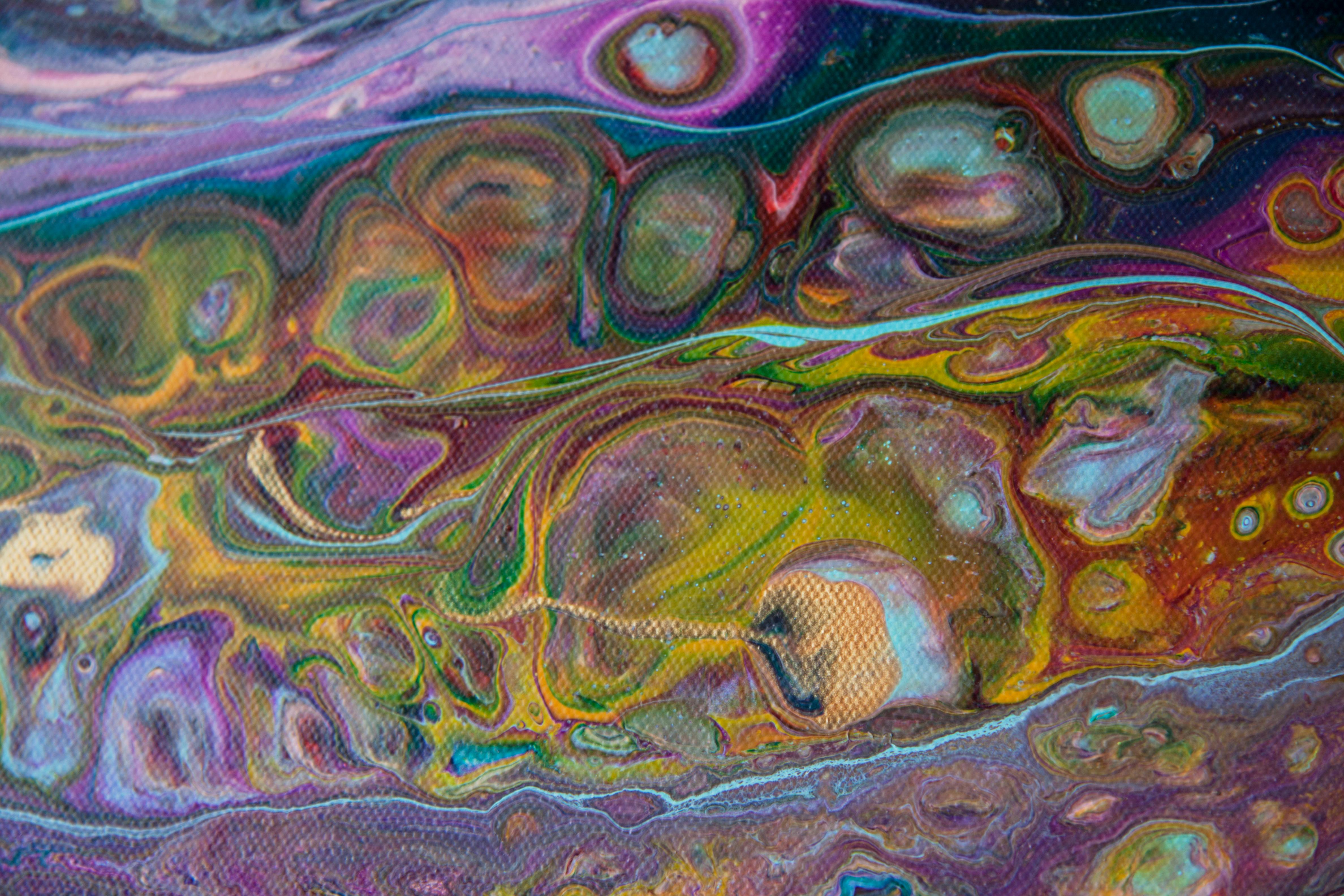 Kaleidoscope 3. Peinture abstraite - Gris Abstract Painting par Svetlana Saratova