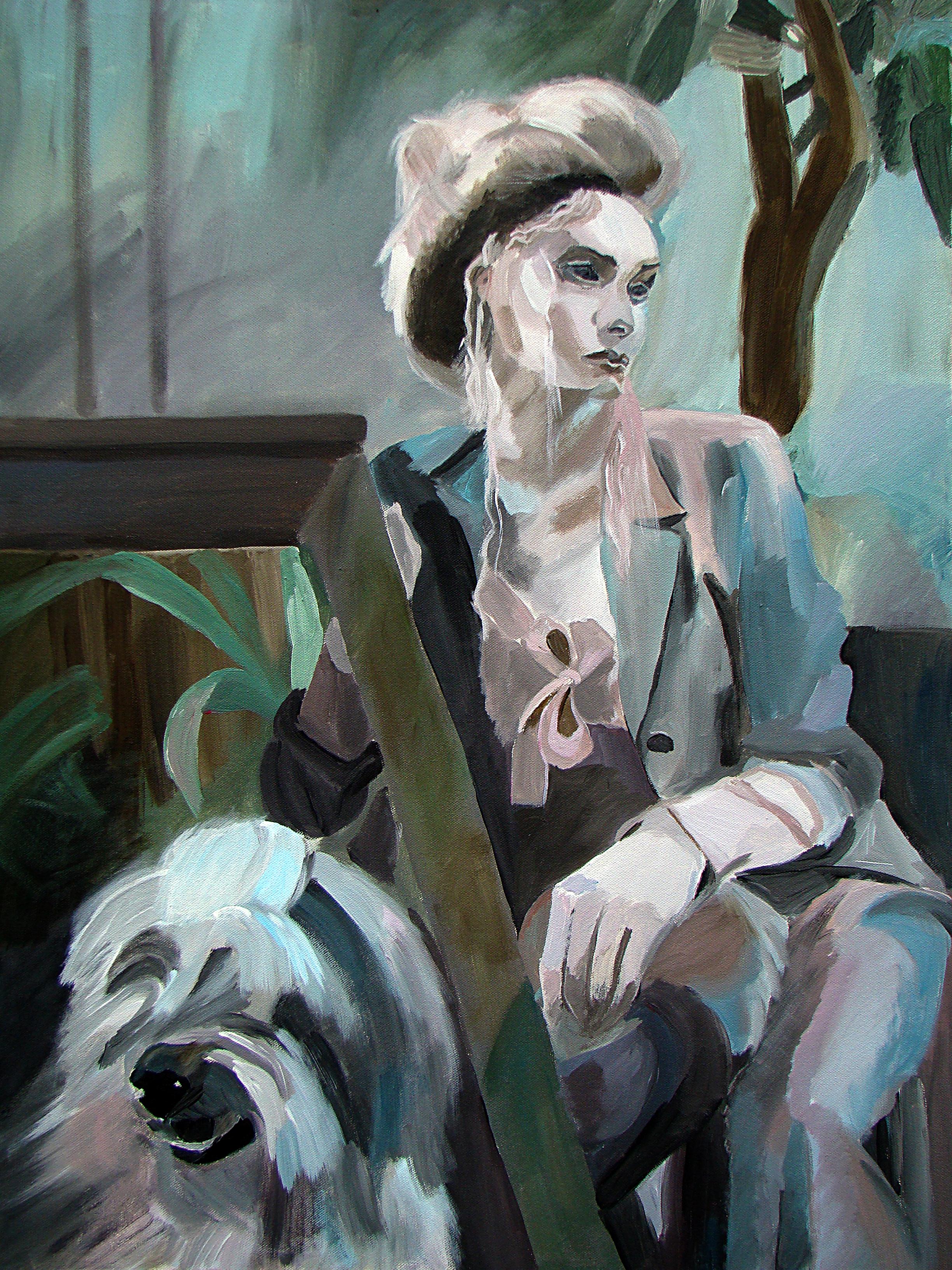 Lady with a dog for a walk For Sale 1