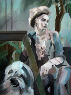 Lady with a dog for a walk