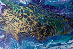 Lilac turquoise with gold abstraction