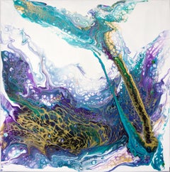 Lilac turquoise with gold abstraction