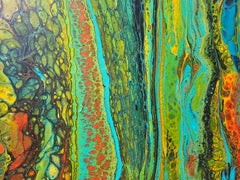 Sea wave and sun. Abstract painting