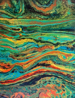 Sea wave and sun. Abstract painting