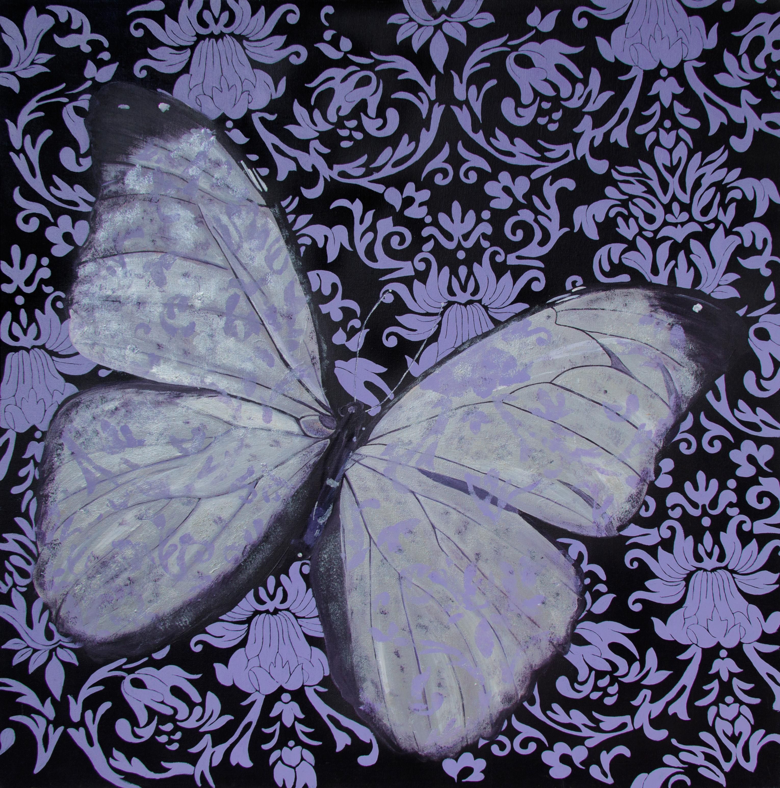 Abstract Painting di Svetlana Saratova - Farfalla d'argento sul muro