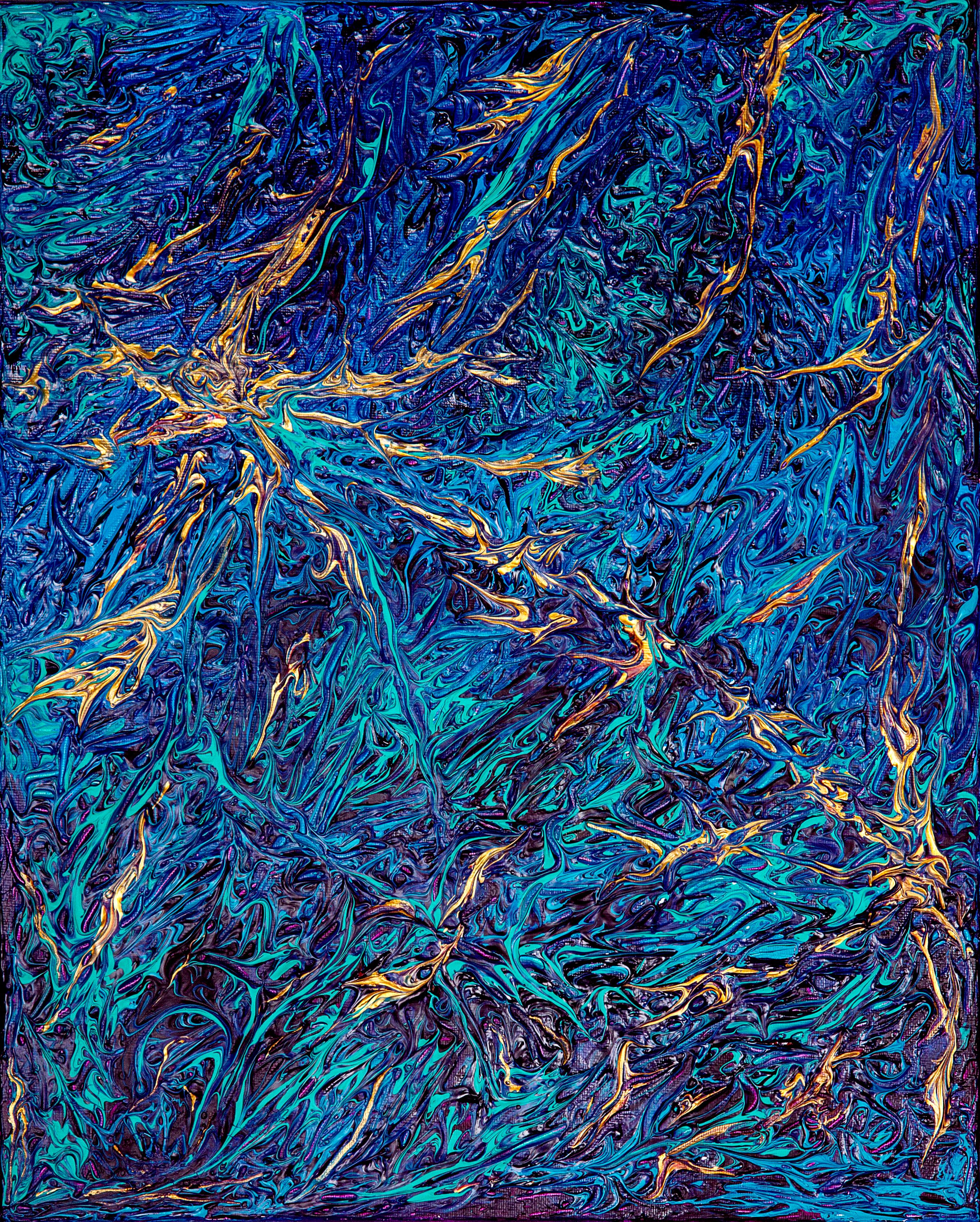 Questo dipinto è stato realizzato con acrilico su tela utilizzando una tecnica speciale. Gli acrilici sono applicati in maniera spessa per dare un effetto tridimensionale. La combinazione di colori è stata scelta in modo tale da creare un senso di