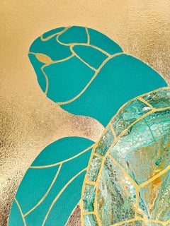 Turquoise turtle in gold